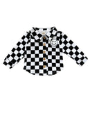 Cotton Shacket | Smiley Checkered Black