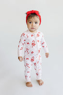 Bamboo Zip Romper | Bows & Candy Cane