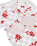 Bamboo Zip Romper | Bows & Candy Cane