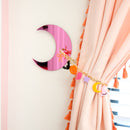 Pink moon mirror acrylic curtain back plate with chain