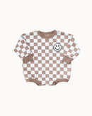 Bubble Romper | Checkered Smiley Latte