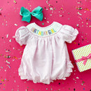 Smocked Birthday Girl Bubble
