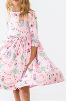 Once Upon a Time 3/4 Sleeve Pocket Twirl Dress