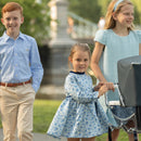 Charlotte Dress in Bay Tree Blue Tweed