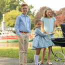 Charlotte Dress in Bay Tree Blue Tweed