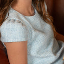 Charlotte Dress in Bay Tree Blue Tweed