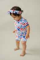 Bamboo Shorts Set | Red-White & Bows