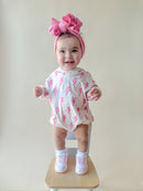 Hooded Bubble Romper | Pink Bolts