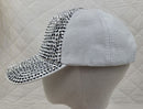 WOMAN'S WHITE RHINESTONE STUDDED BASEBALL CAP