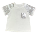 SEQUIN SLEEVE AND POCKET T-SHIRT