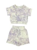 KNITTED TYE-DYE CROPPED TOP AND SHORT SET