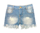 FRAYED HEM DENIM SHORTS