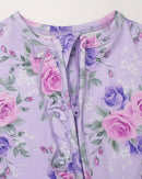 Lavender Rose Ruffled Zippered Footie | Bamboo Baby Sleeper