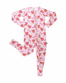 Red & Pink Bow Ruffled Poppy™ Convertible Romper | Bamboo Zip Pajamas