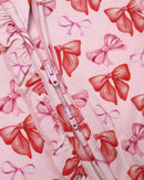 Red & Pink Bow Ruffled Zippered Footie | Bamboo Baby Sleeper