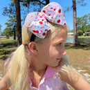 Apple, Pencil & Crayon Print Grosgrain Hair Bow | Back to School Girls Hair Bow with WeeStay™ Clip | Bossier City, LA