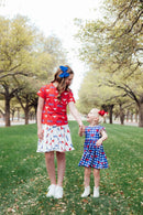 SMU Red Mustang Ruffle Pocket Tee