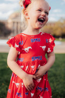 SMU Red Mustang Flutter Twirl Dress