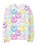 Azarhia Bright Smiley Faces White Oversized Sweatshirt | Girls Designer Pullover | Bossier City, LA