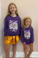 Purple Tiger Sequin Mom & Me Gameday Sweatshirt