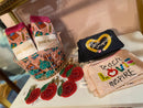 Teach Love Inspire Beaded Zipper Pouch | Denim Teacher Makeup Bag & Gift | Bossier City, LA