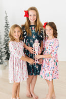 Christmas Ballet 3/4 Sleeve Ruffle Twirl Dress