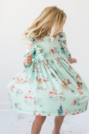 Believe in Your Elf 3/4 Sleeve Ruffle Twirl Dress