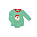 Hazel Blue Green Stripe Bubble with Santa Applique