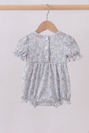 Floral bunny smocked bubble