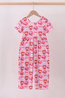 Pink bow baseball bamboo jumpsuit