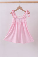 Pink watermelon embroidery ruffle dress