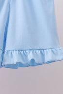 Pink seersucker animal smocked ruffle shorts set
