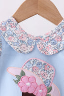 Blue floral boot applique bloomer set