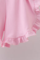 Floral bunny applique ruffle shorts set