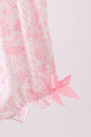 Pink bunny smocked ruffle bow bubble