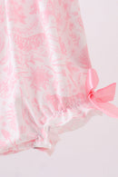 Pink bunny smocked ruffle bow bubble