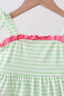 Green watermelon applique ruffle dress