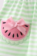 Green watermelon applique ruffle dress