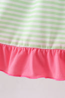 Green watermelon applique ruffle dress