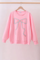 Pink hand-sewn bow mom&me sweatshirt