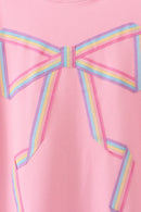 Pink hand-sewn bow mom&me sweatshirt