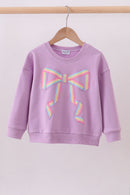 Purple hand-sewn bow mom&me sweatshirt