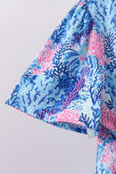 Blue marine creature print dress