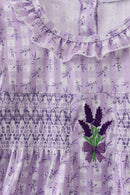 Lavender floral smocked ruffle bloomer set