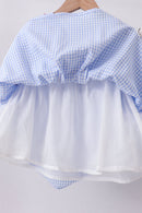 Blue flag smocked ruffle shorts set