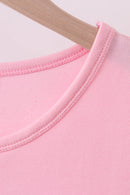 Pink flag bow sequin mom&me top