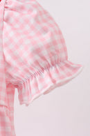 Pink flag embroidery gingham bubble
