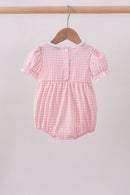 Pink flag embroidery gingham bubble