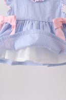 Blue Stripe Bow Bloomer Set