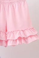 Blue Stripe Bow Smocked Ruffle Shorts Set